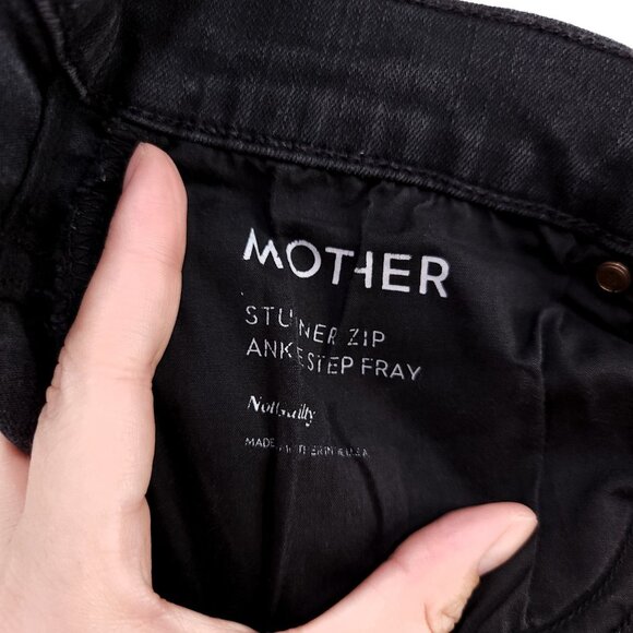 Mother Jeans Womens 32 Black Stunner Zip Ankle Step Fray High Rise Stretch Denim - Picture 4 of 14